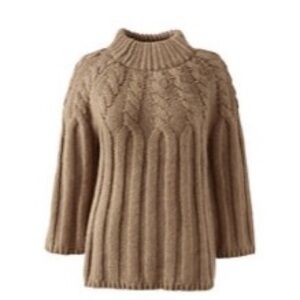 NWOT Lands End Plus Wool Blend Cable Sweater 1X